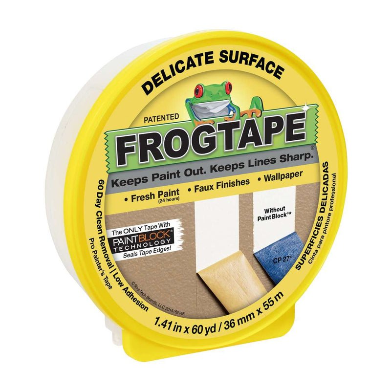 FrogTape® 精致表面油漆工胶带 - 黄色，1.41 英寸 x 60 码。